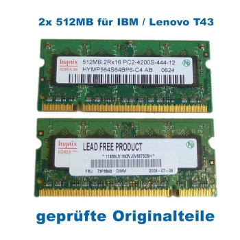 Hynix /Samsung RAM Speicher SODIMM PC4200S 1 GB für Lenovo T43